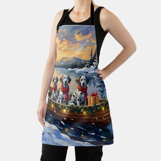 Dalmatian Christmas Boat Holiday エプロン (インサイチュ)