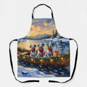 Dalmatian Christmas Boat Holiday エプロン (正面)