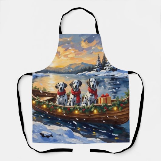 Dalmatian Christmas Boat Holiday エプロン (正面)