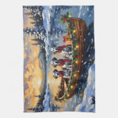 Dalmatian Christmas Boat Holiday キッチンタオル (縦)
