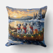 Dalmatian Christmas Boat Holiday クッション (正面)
