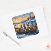 Dalmatian Christmas Boat Holiday スクエアシール (封筒)