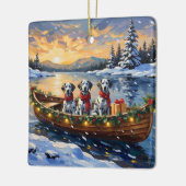Dalmatian Christmas Boat Holiday セラミックオーナメント (左)