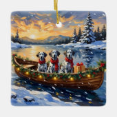 Dalmatian Christmas Boat Holiday セラミックオーナメント (正面)