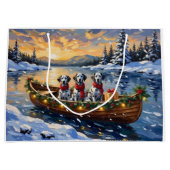 Dalmatian Christmas Boat Holiday ラージペーパーバッグ (正面)