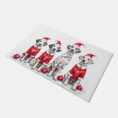 Dalmatian Christmas Dress Santa Hat ドアマット (アングル)