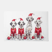 Dalmatian Christmas Dress Santa Hat ドアマット (正面)
