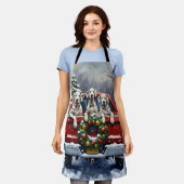 Dalmatian Christmas Red Truck Holiday エプロン (着用した状態)