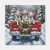Dalmatian Christmas Red Truck Holiday マグネット (正面)