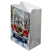 Dalmatian Christmas Red Truck Holiday ミディアムペーパーバッグ (裏面アングル)