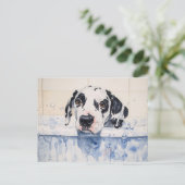 Dalmatian Dog Bath Time Painting ポストカード (スタンド正面)