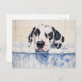 Dalmatian Dog Bath Time Painting ポストカード (正面/裏面)