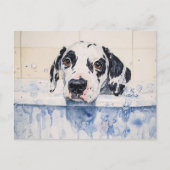 Dalmatian Dog Bath Time Painting ポストカード (正面)