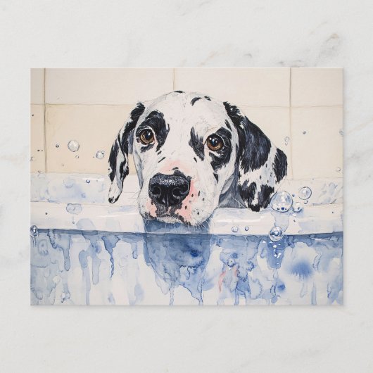 Dalmatian Dog Bath Time Painting ポストカード (正面)