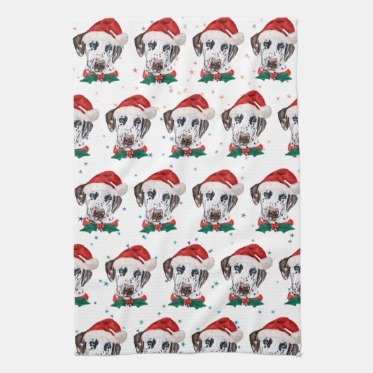 Dalmatian Dog Breed Christmas キッチンタオル (縦)