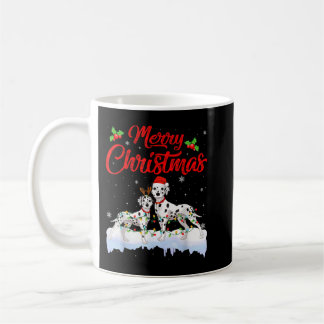 Dalmatian Dog Christmas Lights Funny Hat Santa Xma コーヒーマグカップ