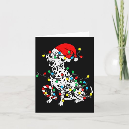 Dalmatian Dog Christmas Lights Santa Xmas Pet Dog  カード (正面)