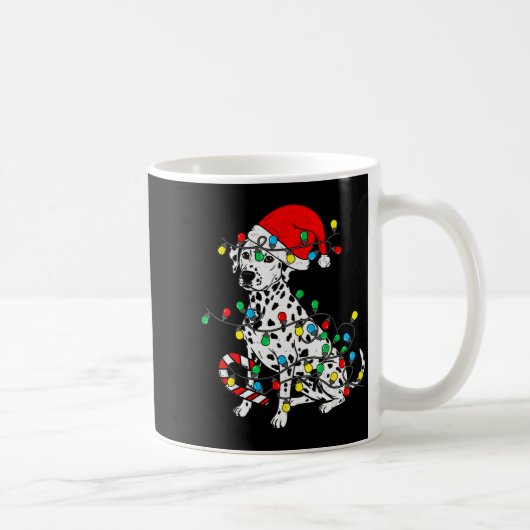 Dalmatian Dog Christmas Lights Santa Xmas Pet Dog  コーヒーマグカップ (右)