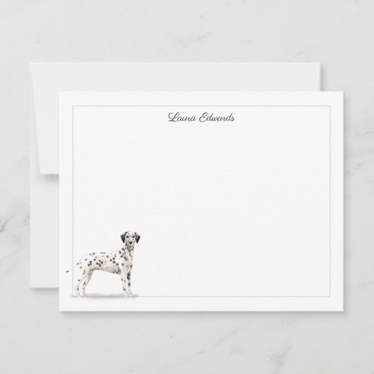 Dalmatian Dog Gray Border Personalized ノートカード (正面)