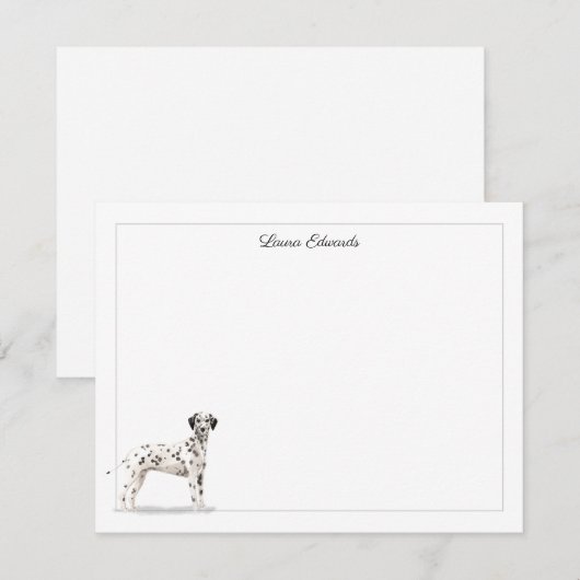 Dalmatian Dog Gray Border Personalized ノートカード (正面/裏面)