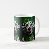 Dalmatian Dog in St. Patrick's Day Dress コーヒーマグカップ (正面右)