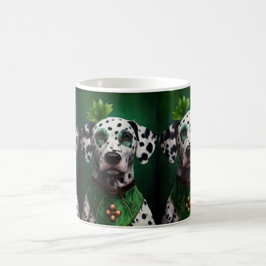 Dalmatian Dog in St. Patrick's Day Dress コーヒーマグカップ (中央)