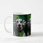 Dalmatian Dog in St. Patrick's Day Dress コーヒーマグカップ (左)