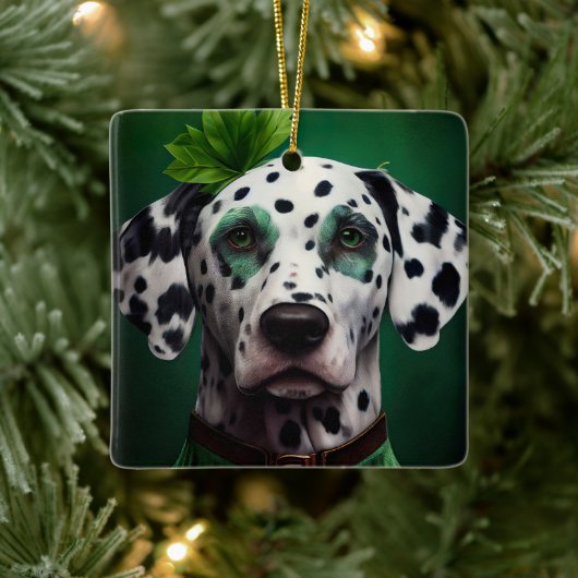 Dalmatian Dog in St. Patrick's Day Dress セラミックオーナメント (ツリー)