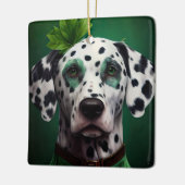 Dalmatian Dog in St. Patrick's Day Dress セラミックオーナメント (左)