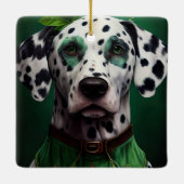 Dalmatian Dog in St. Patrick's Day Dress セラミックオーナメント (裏面)