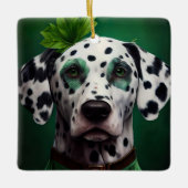 Dalmatian Dog in St. Patrick's Day Dress セラミックオーナメント (正面)