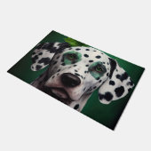 Dalmatian Dog in St. Patrick's Day Dress ドアマット (アングル)