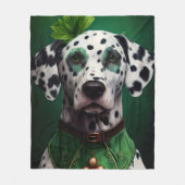Dalmatian Dog in St. Patrick's Day Dress フリースブランケット (正面)