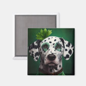 Dalmatian Dog in St. Patrick's Day Dress マグネット (正面/裏面)