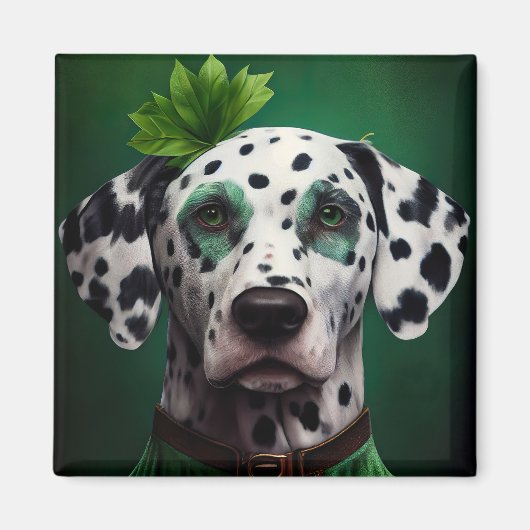 Dalmatian Dog in St. Patrick's Day Dress マグネット (正面)