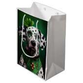 Dalmatian Dog in St. Patrick's Day Dress ミディアムペーパーバッグ (正面アングル)