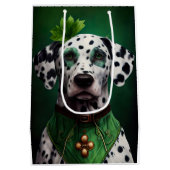 Dalmatian Dog in St. Patrick's Day Dress ミディアムペーパーバッグ (裏面)