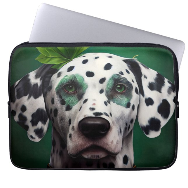 Dalmatian Dog in St. Patrick's Day Dress ラップトップスリーブ (正面)
