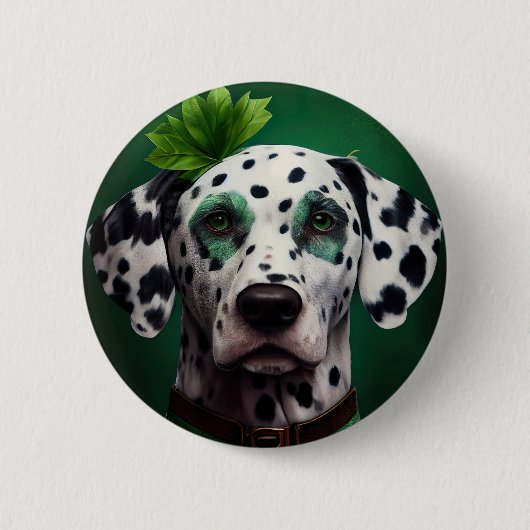Dalmatian Dog in St. Patrick's Day Dress 缶バッジ (正面)
