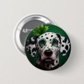 Dalmatian Dog in St. Patrick's Day Dress 缶バッジ (正面&裏面)