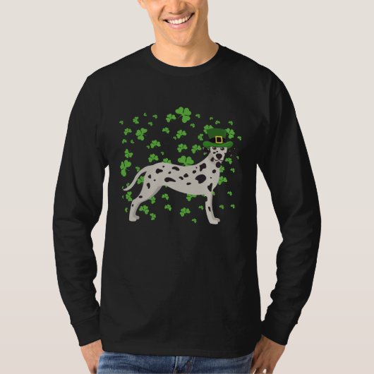 Dalmatian Dog Leprechaun Shamrock St Patricks Day Tシャツ (正面)