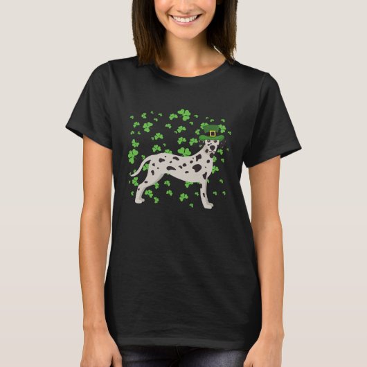 Dalmatian Dog Leprechaun Shamrock St Patricks Day Tシャツ (正面)