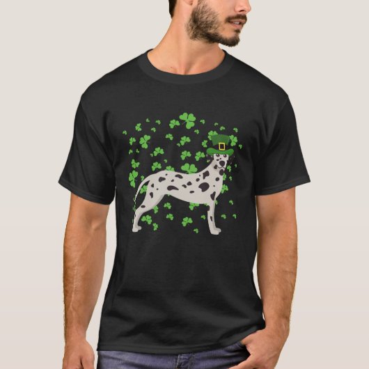 Dalmatian Dog Leprechaun Shamrock St Patricks Day Tシャツ (正面)