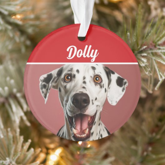Dalmatian Dog Name Photo Holiday Christmas オーナメント (ツリー)