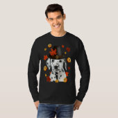 Dalmatian Dog Pilgrim Hat Fall Happy Thanksgiving Tシャツ (正面フル)