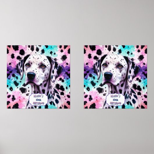 Dalmatian Dog Pink Purple Turquoise Birthday (正面)