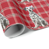 Dalmatian Dog Red Holiday Plaid Christmas ラッピングペーパー (ロールコーナー)