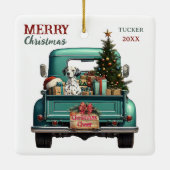 Dalmatian Dog Retro Truck Christmas セラミックオーナメント (裏面)