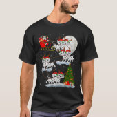 Dalmatian Dog Santa Sleigh Flying Funny Magical Ch Tシャツ (正面)