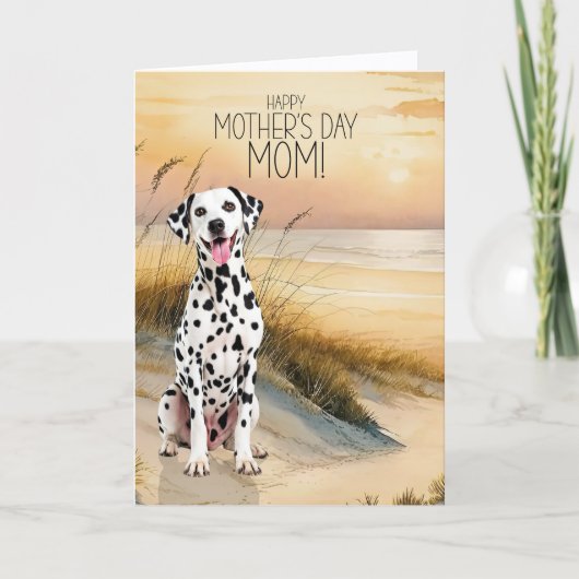 Dalmatian Dog Sunset Beach Mother's Day シーズンカード (正面)